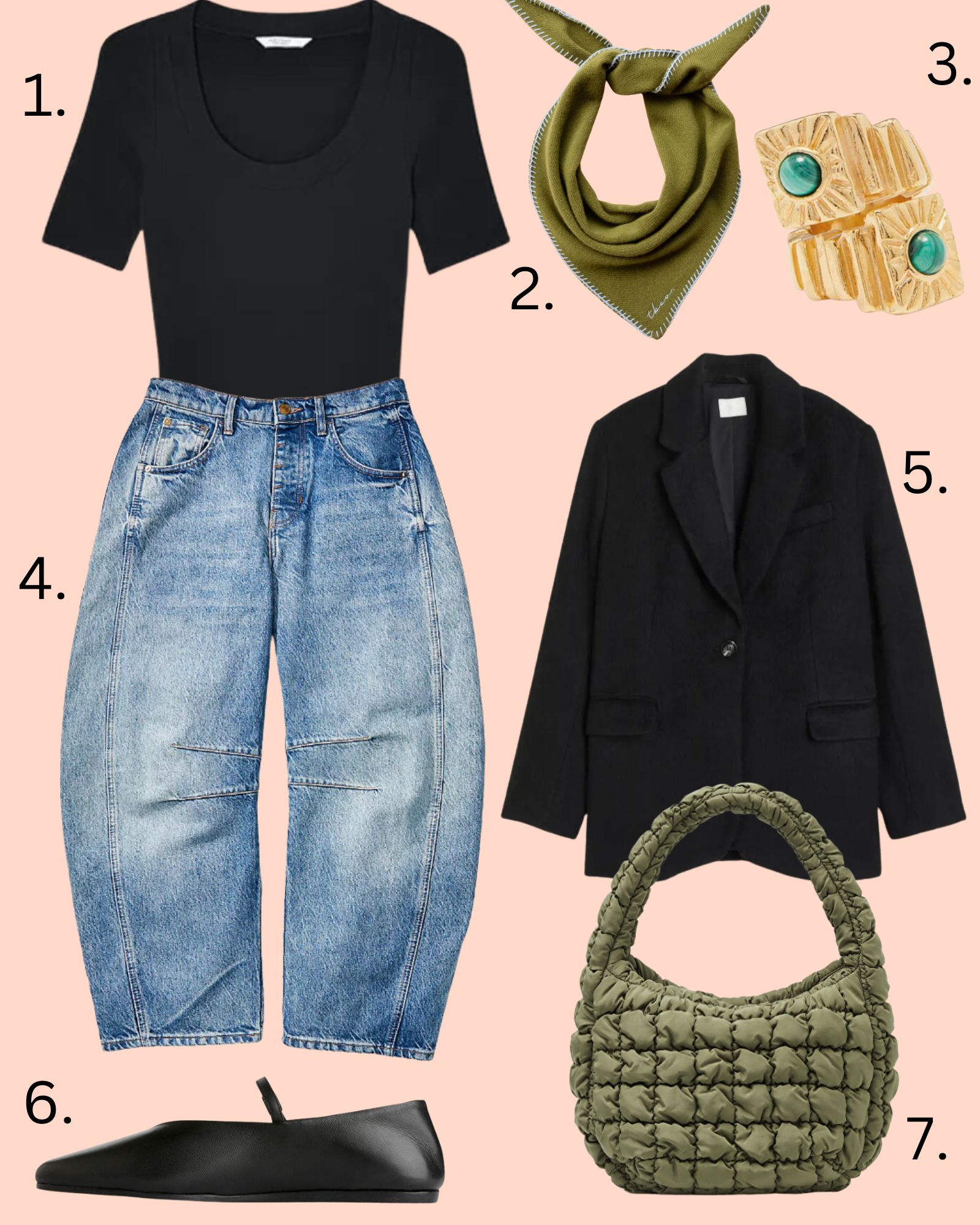 horseshoe jeans, barrel leg jeans 